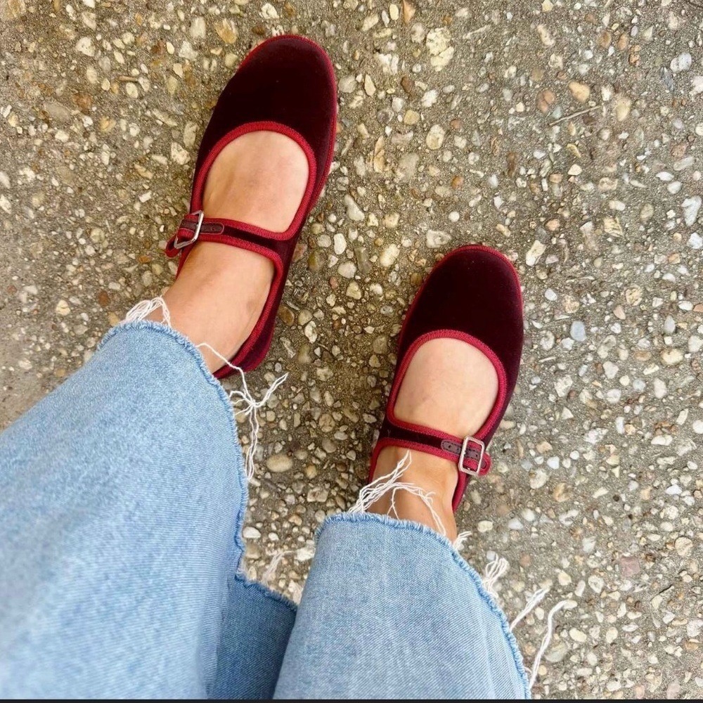 Universal Thread Wine Velvet Mary Jane Flats